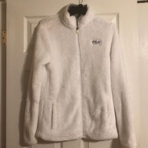 White plush Fila jacket